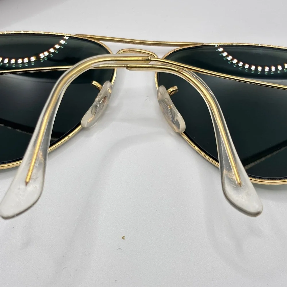 Vintage 80s Ray-Ban Sunglasses 58-14 Gold G-15‎ Glass Metal B&L